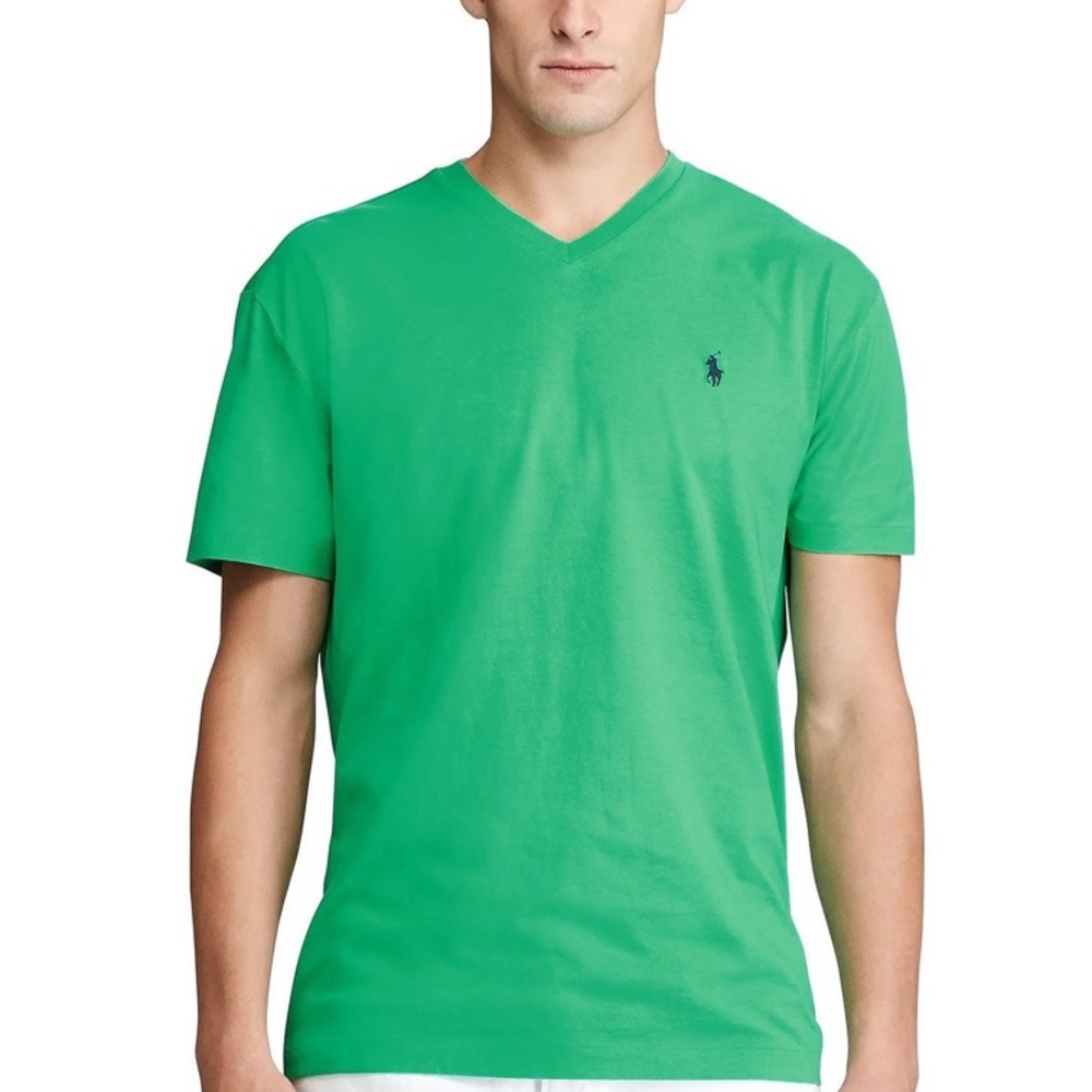 Polo by Ralph Lauren Lime Green V-Neck T-shirt.